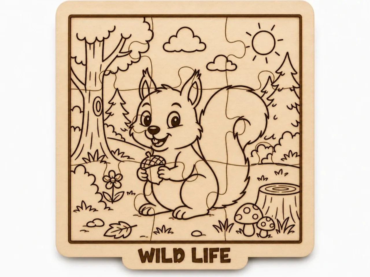 [Laser cut and engrave] Wild Life Squirrel Jigsaw Puzzle for Kids