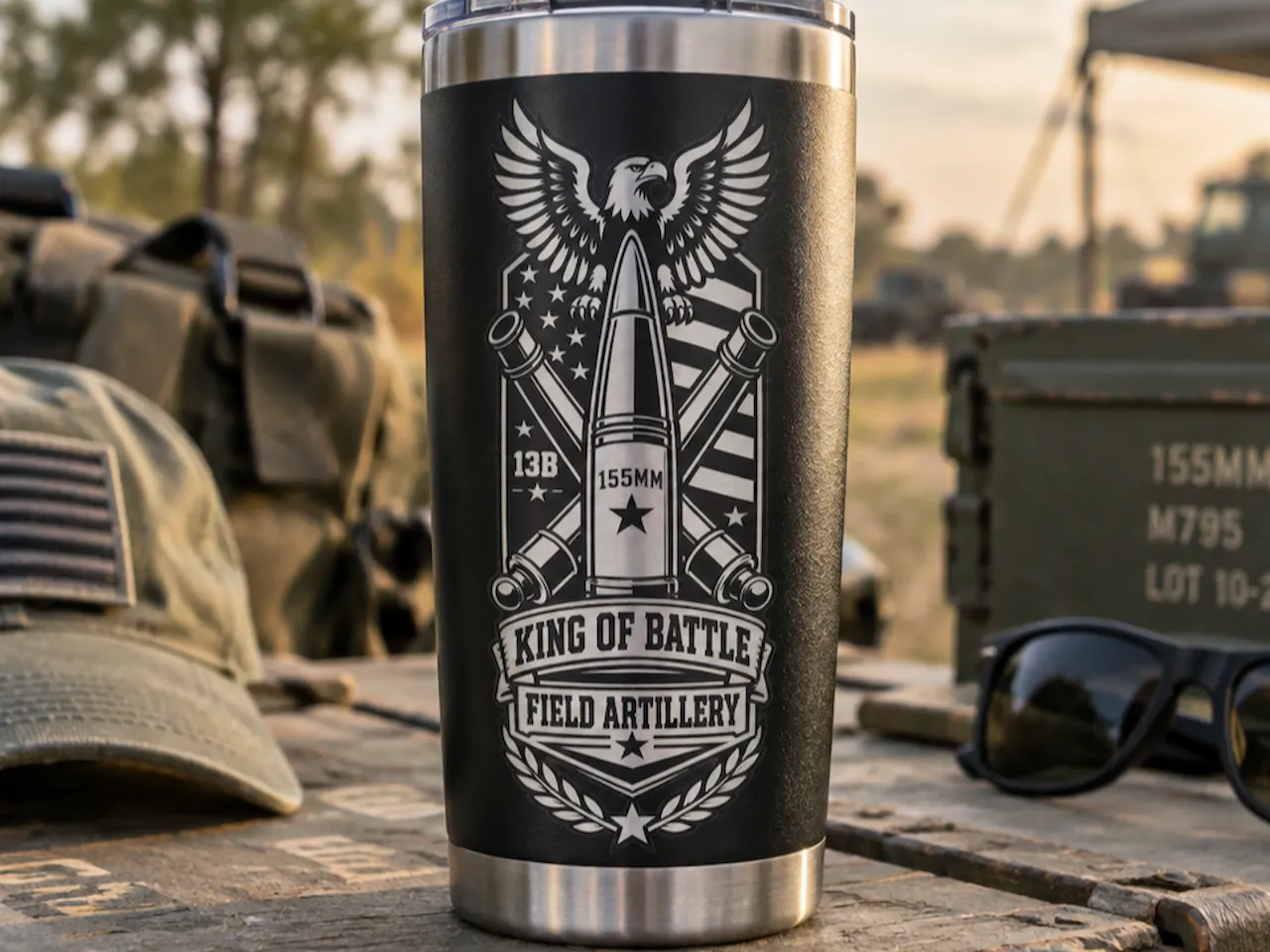 [Laser cut and engrave] King of Battle Field Artillery Insulated Travel Tumbler