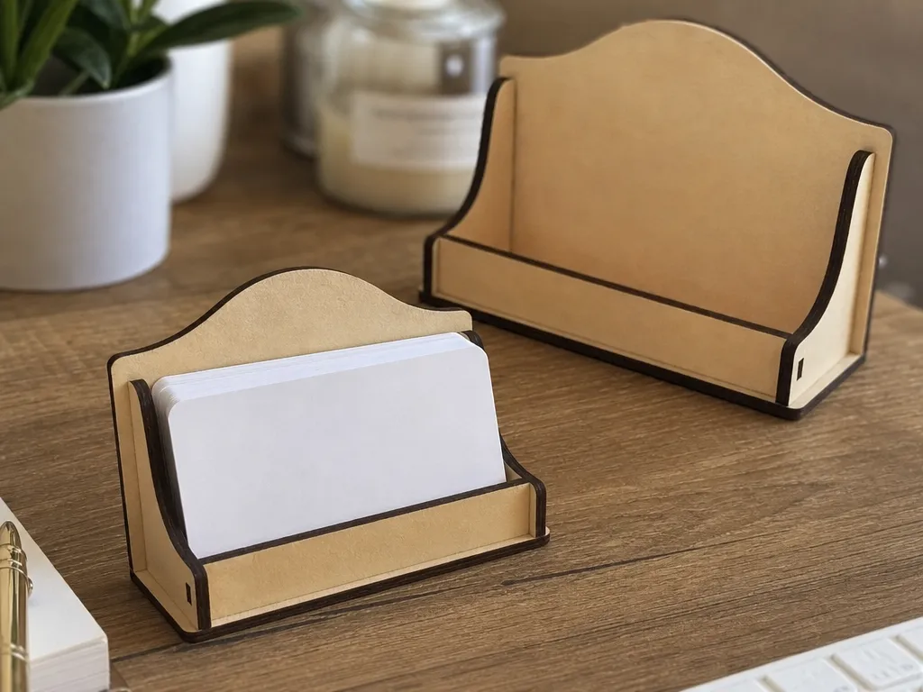 Wooden Desktop Business Card Holder Stand