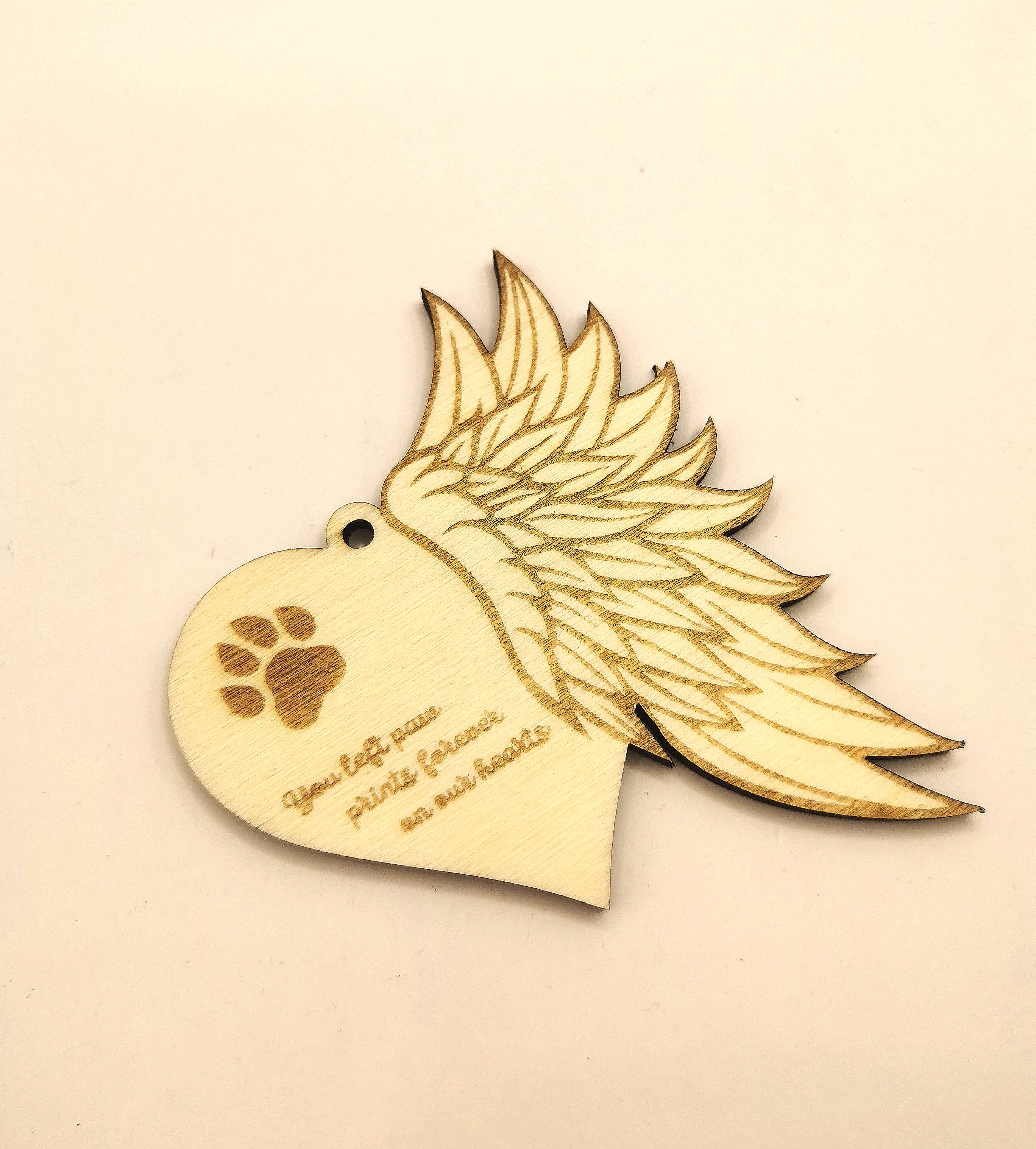 Angel Wing Pet Memorial Ornament | Wooden Heart Keepsake for Dog or Cat Loss | Rainbow Bridge Tribute Gift for Beloved Pets Forever 2