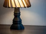 [Laser cut and engrave] Modern table lamp with geometric slatted wooden shade