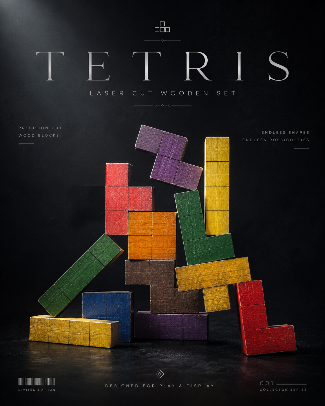 [Laser cut and engrave] Laser Cut Tetris Set