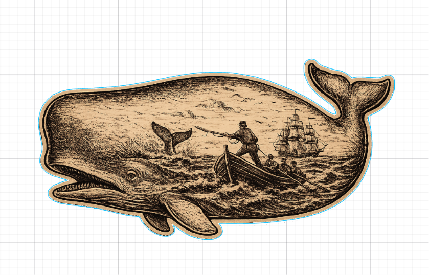 [Laser cut and engrave] Walfänger - Moby Dick Walfang (wandbild)