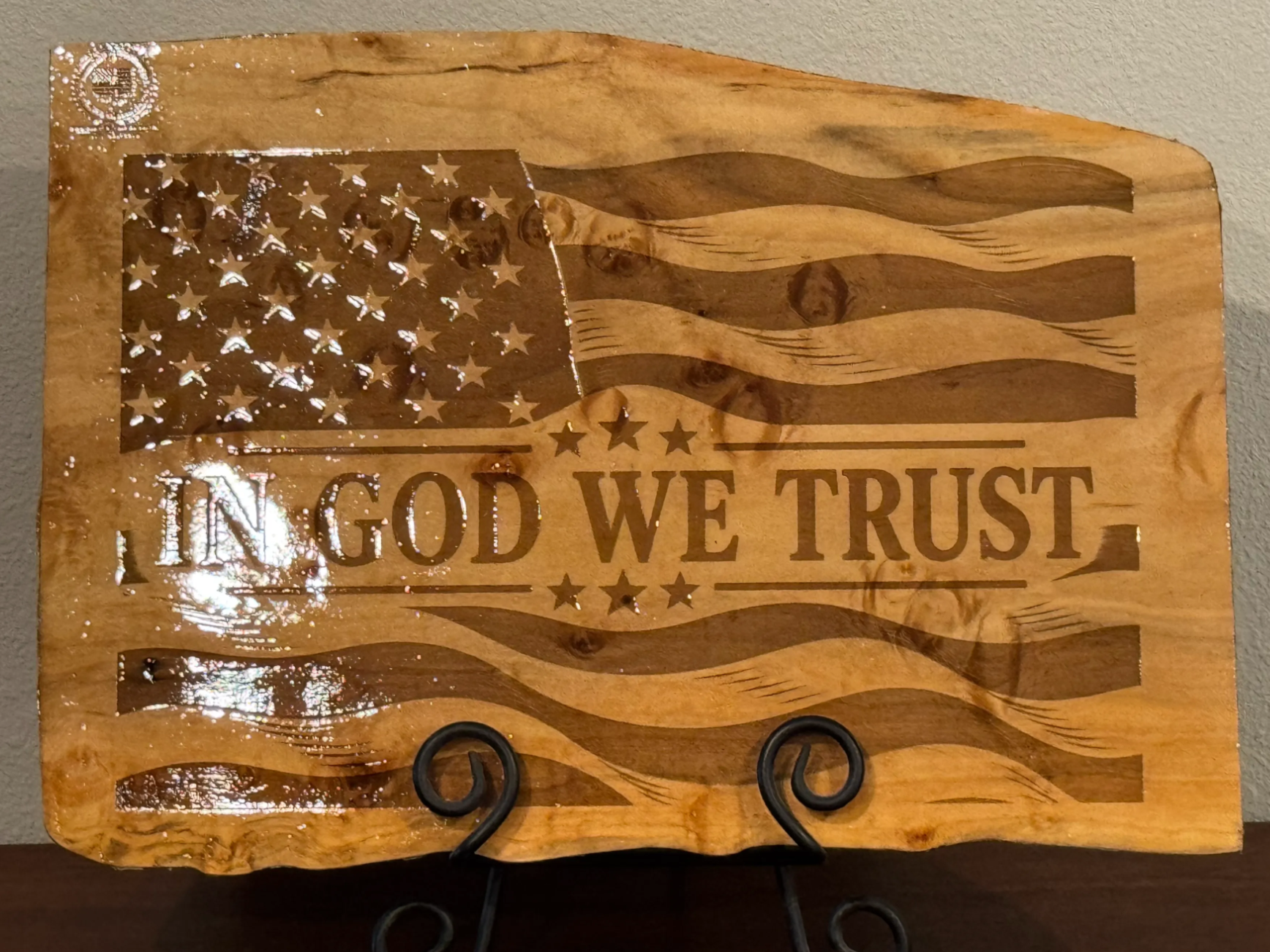 In God We Trust American Flag Wooden Wall Sign