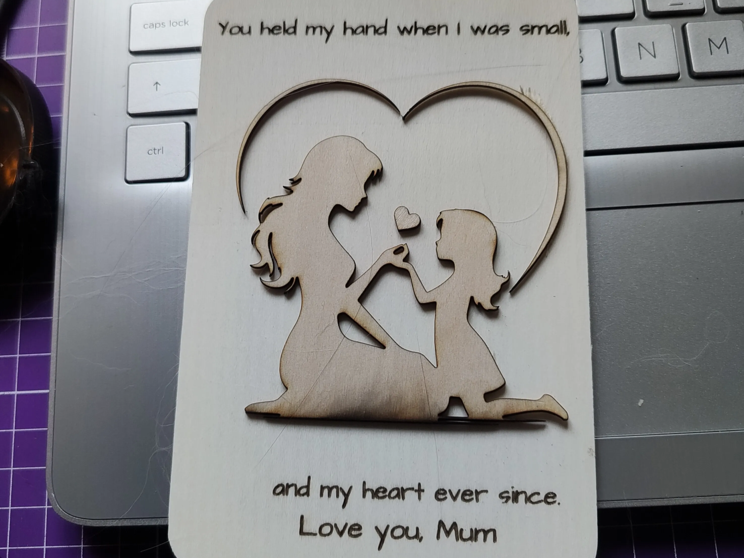 Mother and Daughter Heart Plaque with You Held My Hand Quote