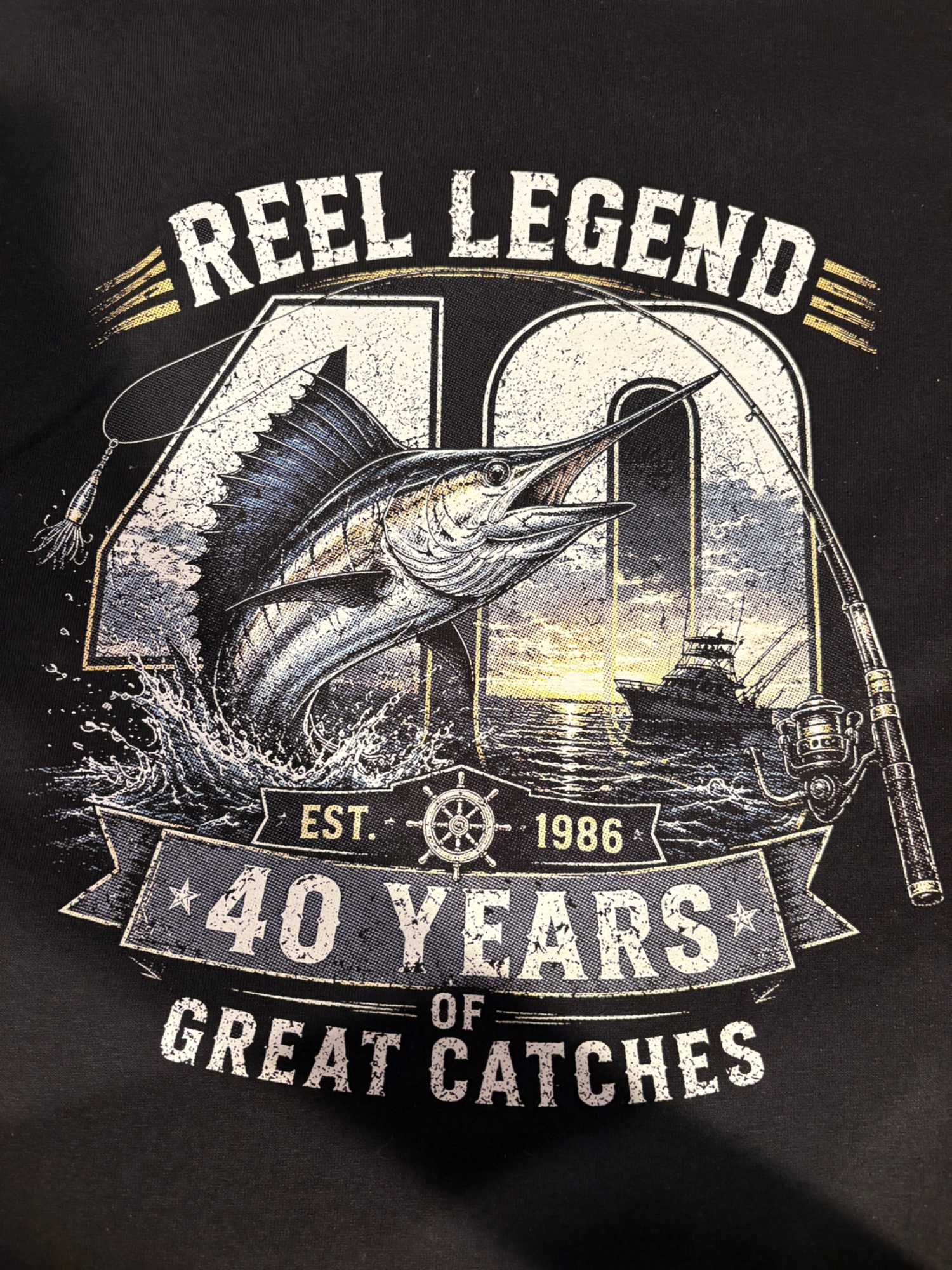 catch em all fishing merch reel legends never die Reel Legend 40th Birthday Fishing Graphic T-Shirt - Free Files