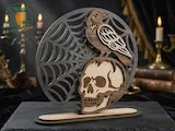 [Laser cut and engrave] Halloween Skull Raven 3D SVG Laser File