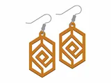 [Laser cut and engrave] Geometric Mustard Yellow Hexagon Dangle Earrings