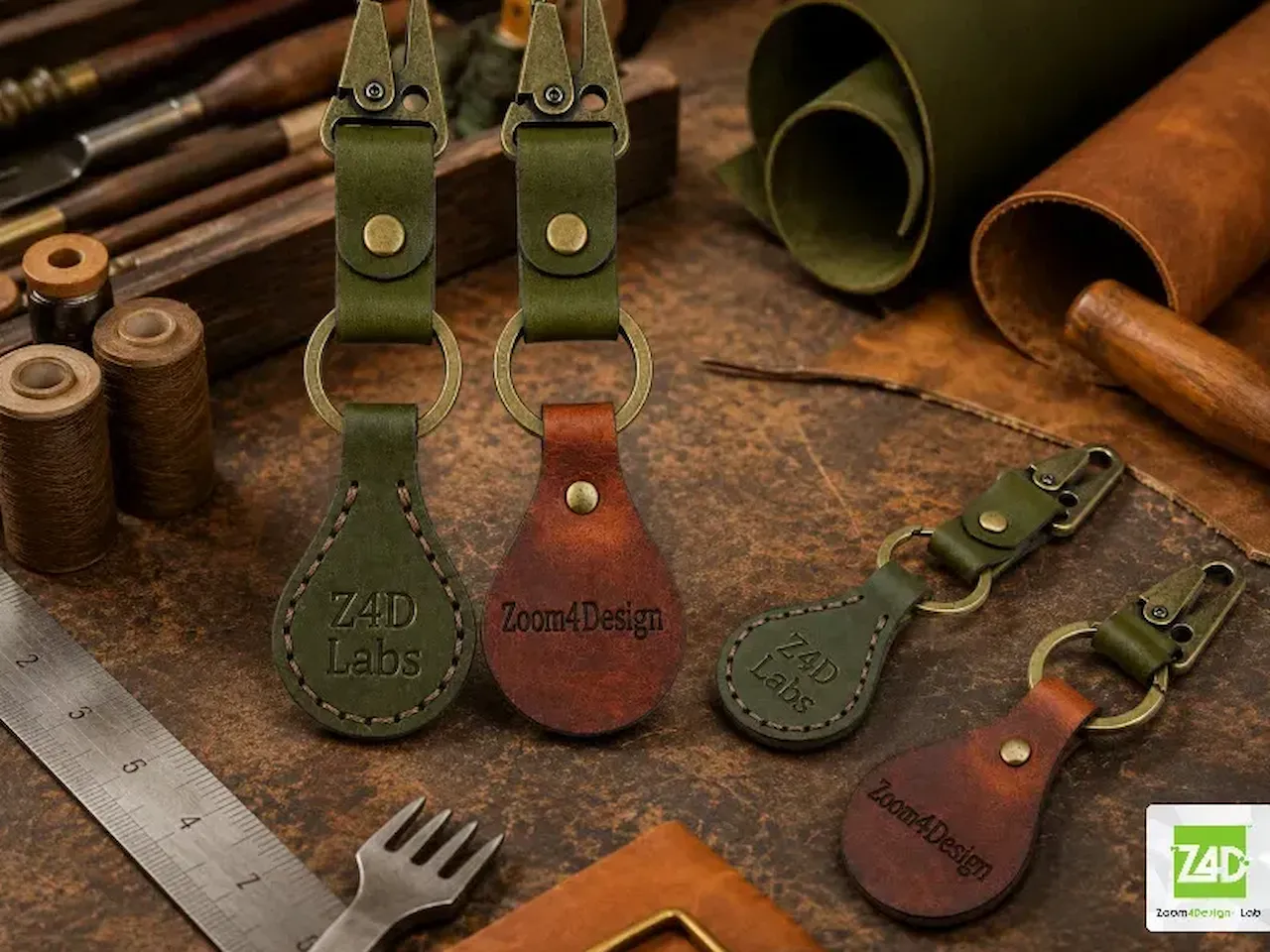 [Laser cut and engrave] Personalized Leather Keychain