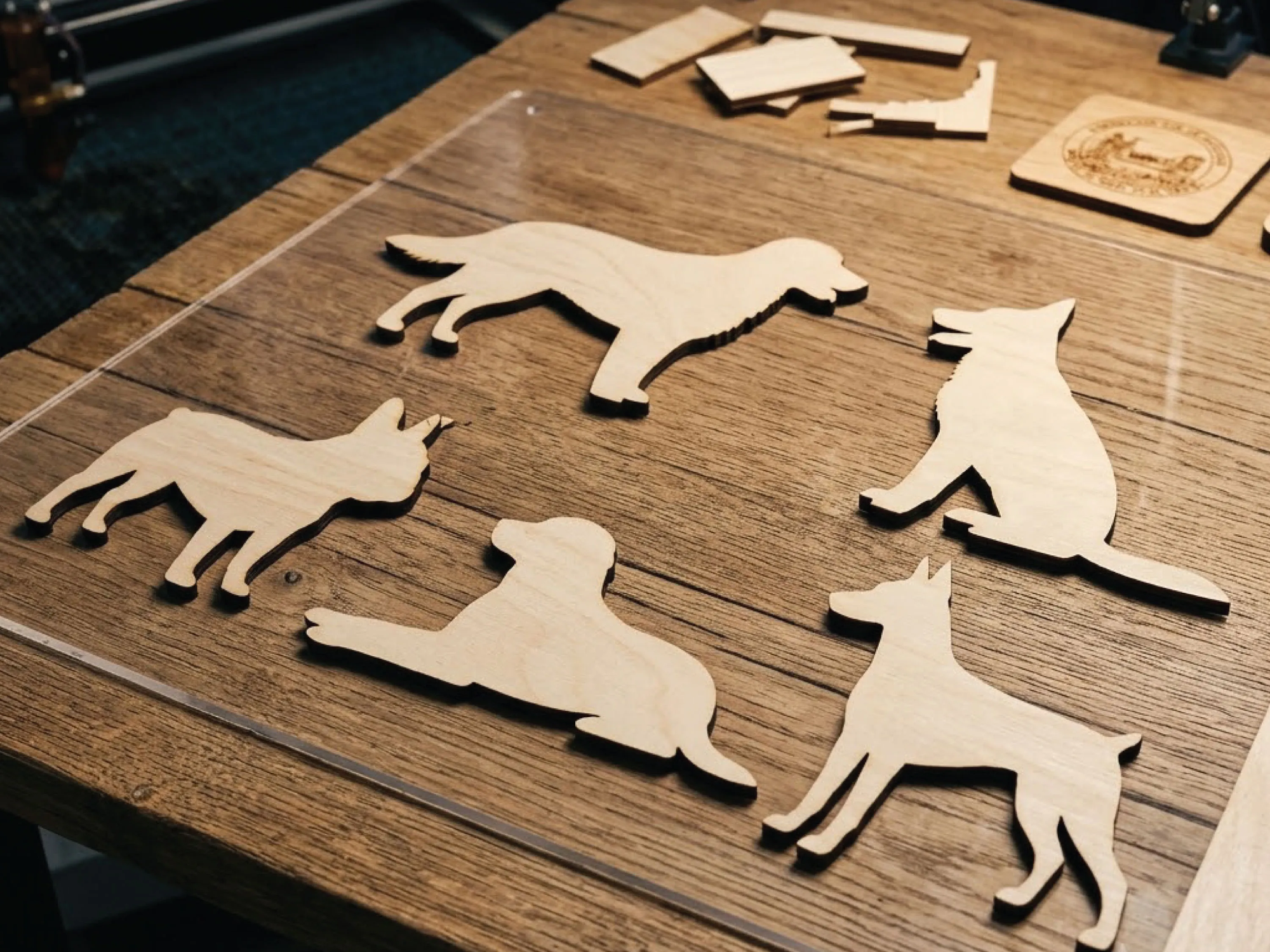 Wooden Dog Breed Silhouette Cutouts