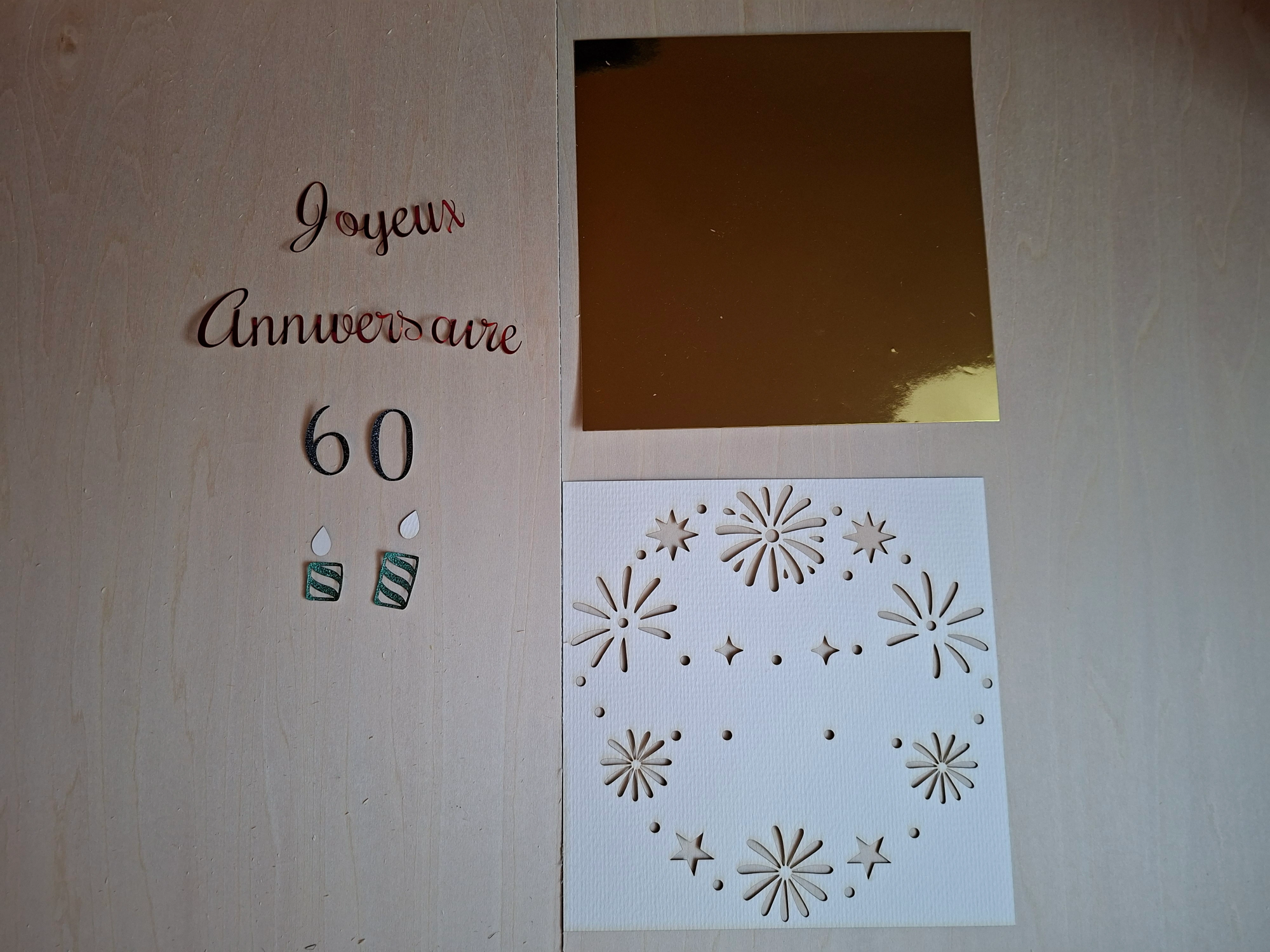60th Birthday Greeting Card with Fireworks Pattern instruction: step 1 - 