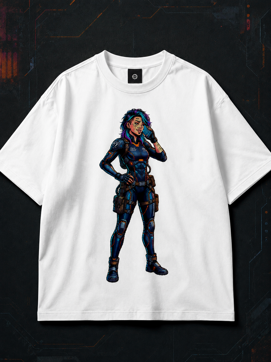[DTF Printing] KIM Cyber Girl Mecha Pilot Halftone Graphics