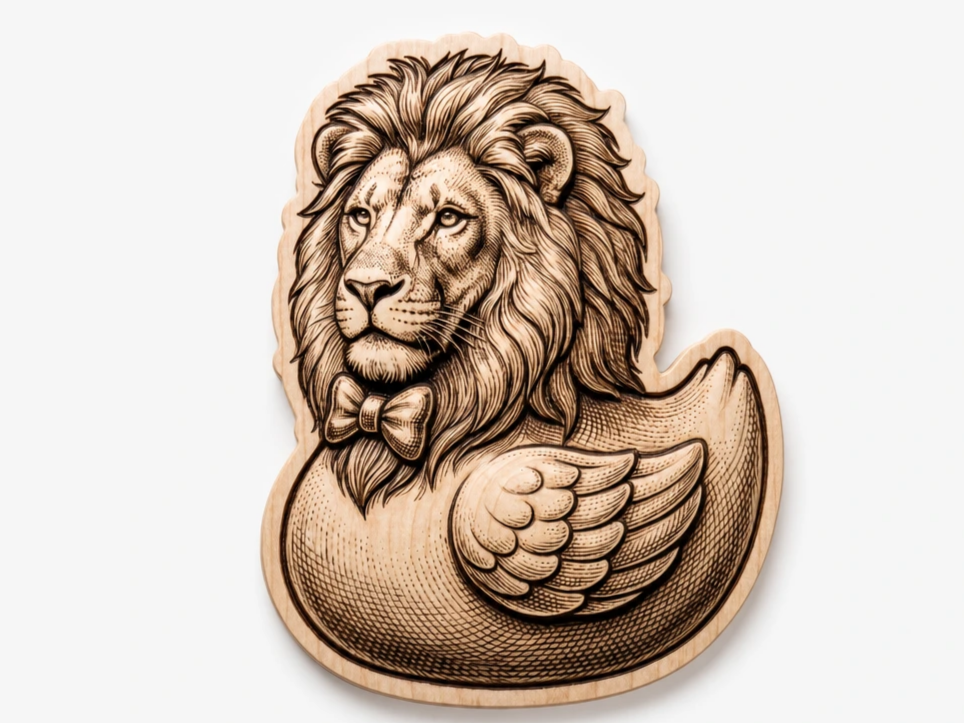 Lion Head Rubber Duck Wall Hanging with Bow Tie