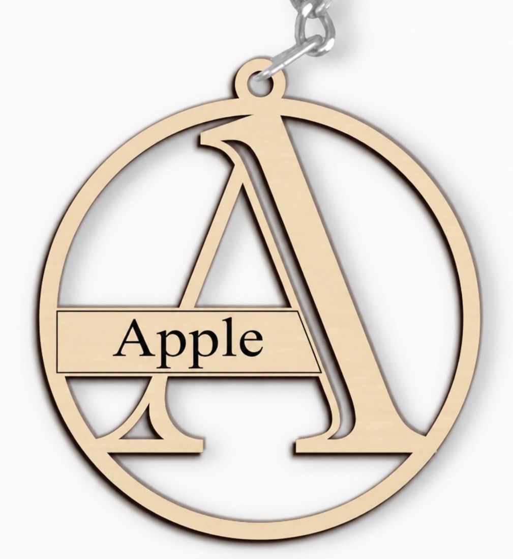 [Laser cut and engrave] Wooden Keychain (A-R)
