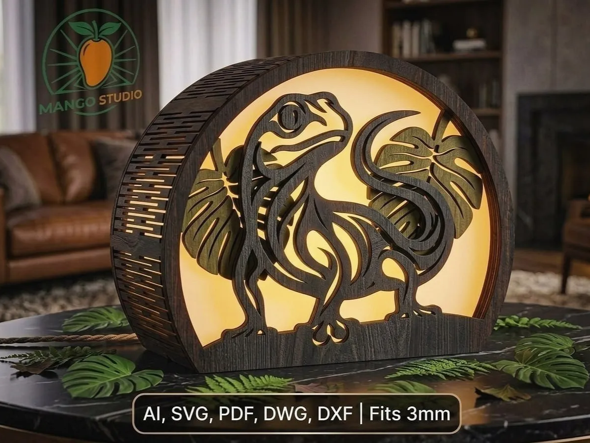 3D Lizard Lantern Laser Cut Template S5