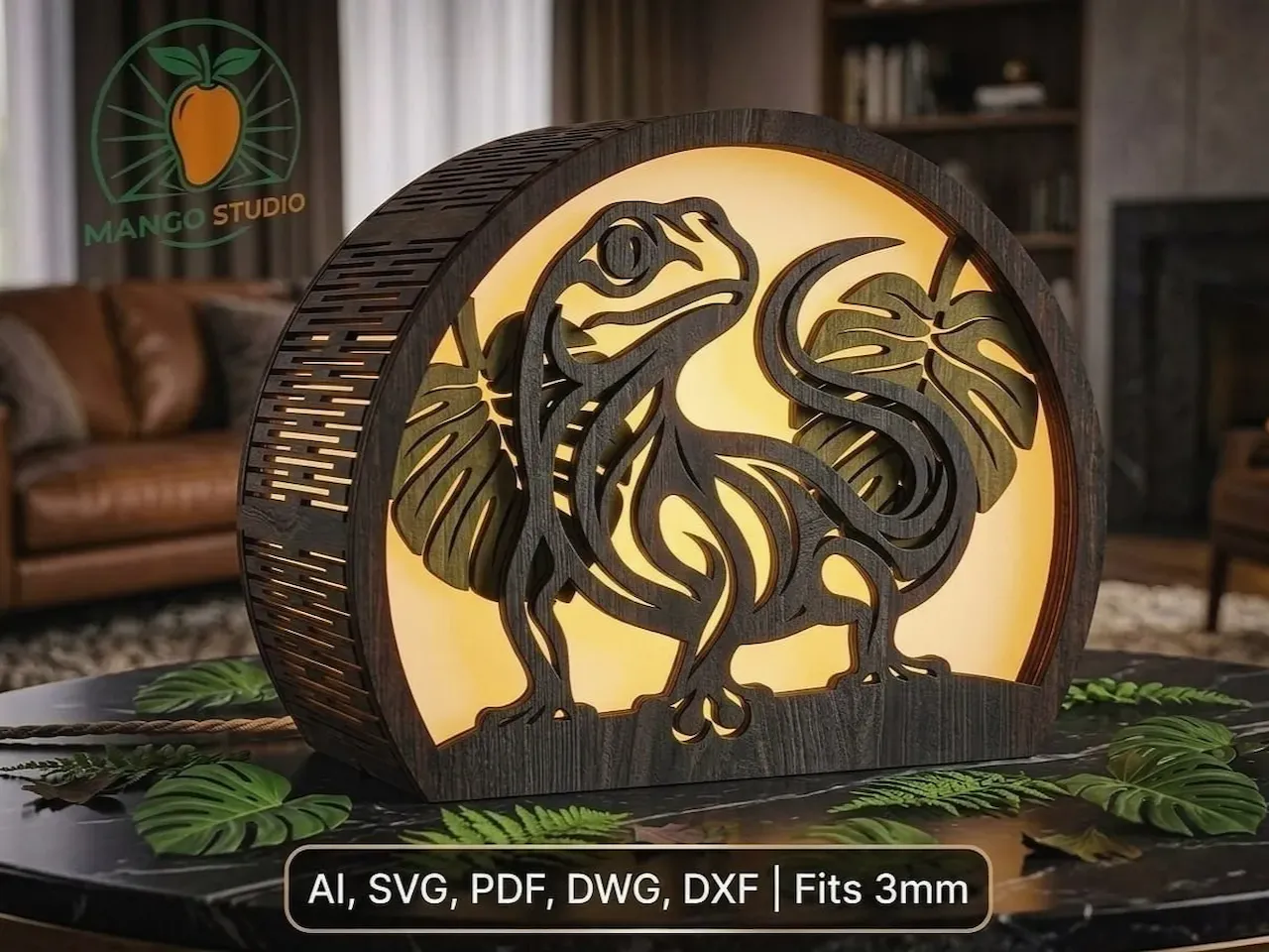 [Laser cut and engrave] 3D Lizard Lantern Laser Cut Template S5