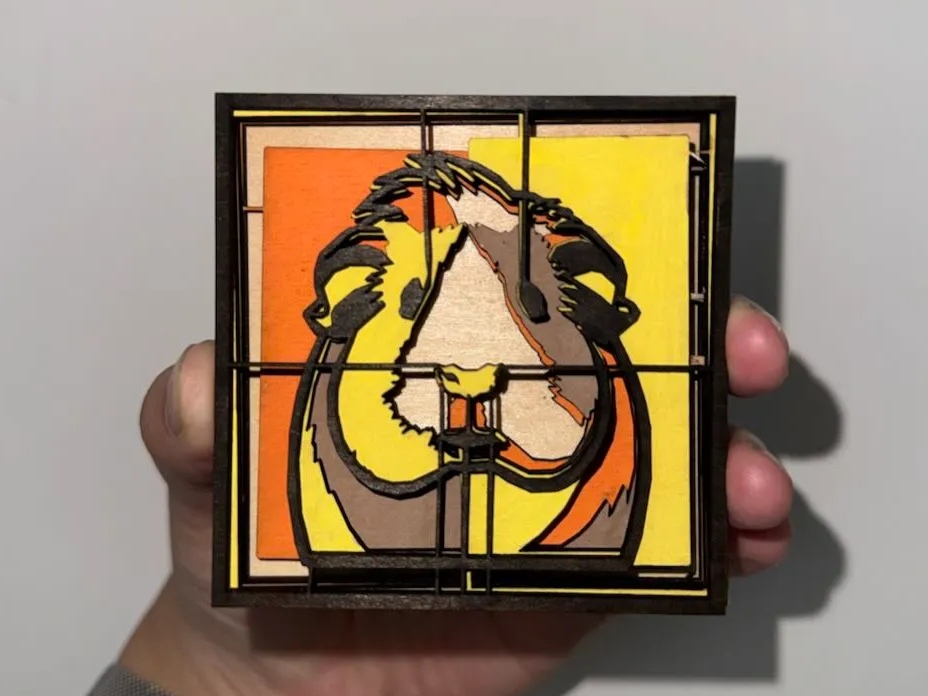 天竺鼠造型多层木质艺术摆件