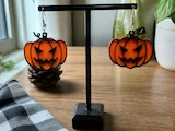 [Laser cut and engrave] Jack-o'-lantern pumpkin dangle earrings for Halloween