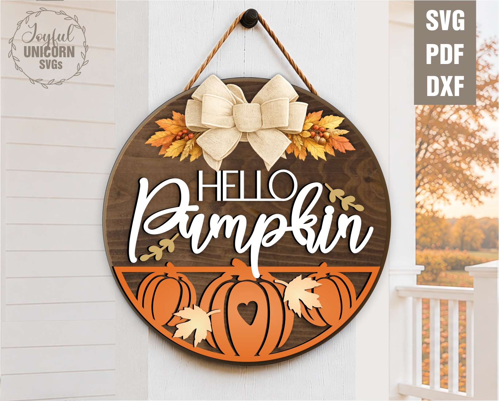 [Laser cut and engrave] Pumpkin Door Hanger SVG Bundle, Fall Door Hanger, Autumn Laser Cut File, Pumpkin Welcome Sign, Glowforge, Xtool, CNC File