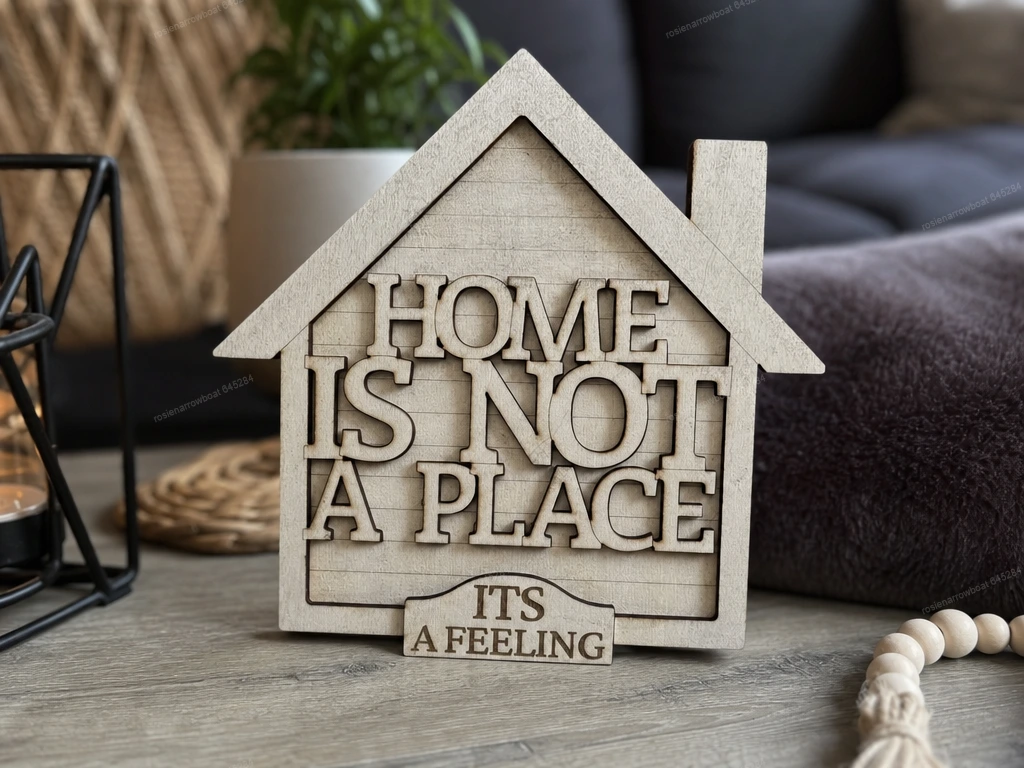 Home Is Not A Place It's A Feeling House Shaped Tabletop Sign