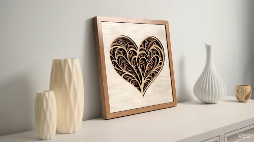[Laser cut and engrave] 3D Layered Heart Wall Art, Romantic Laser Cut File, Multilayer Design