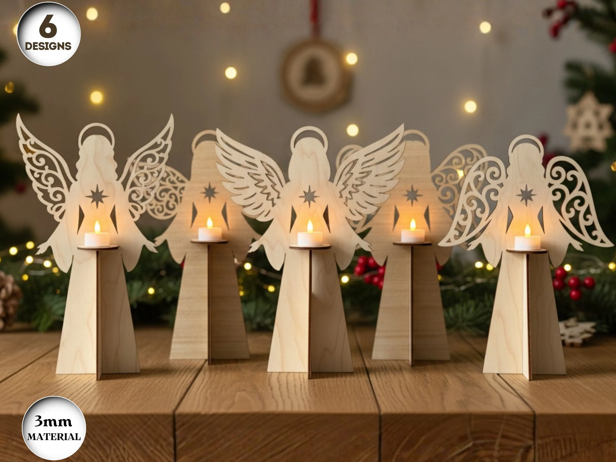 Christmas Angel Candle Stand SVG Bundle