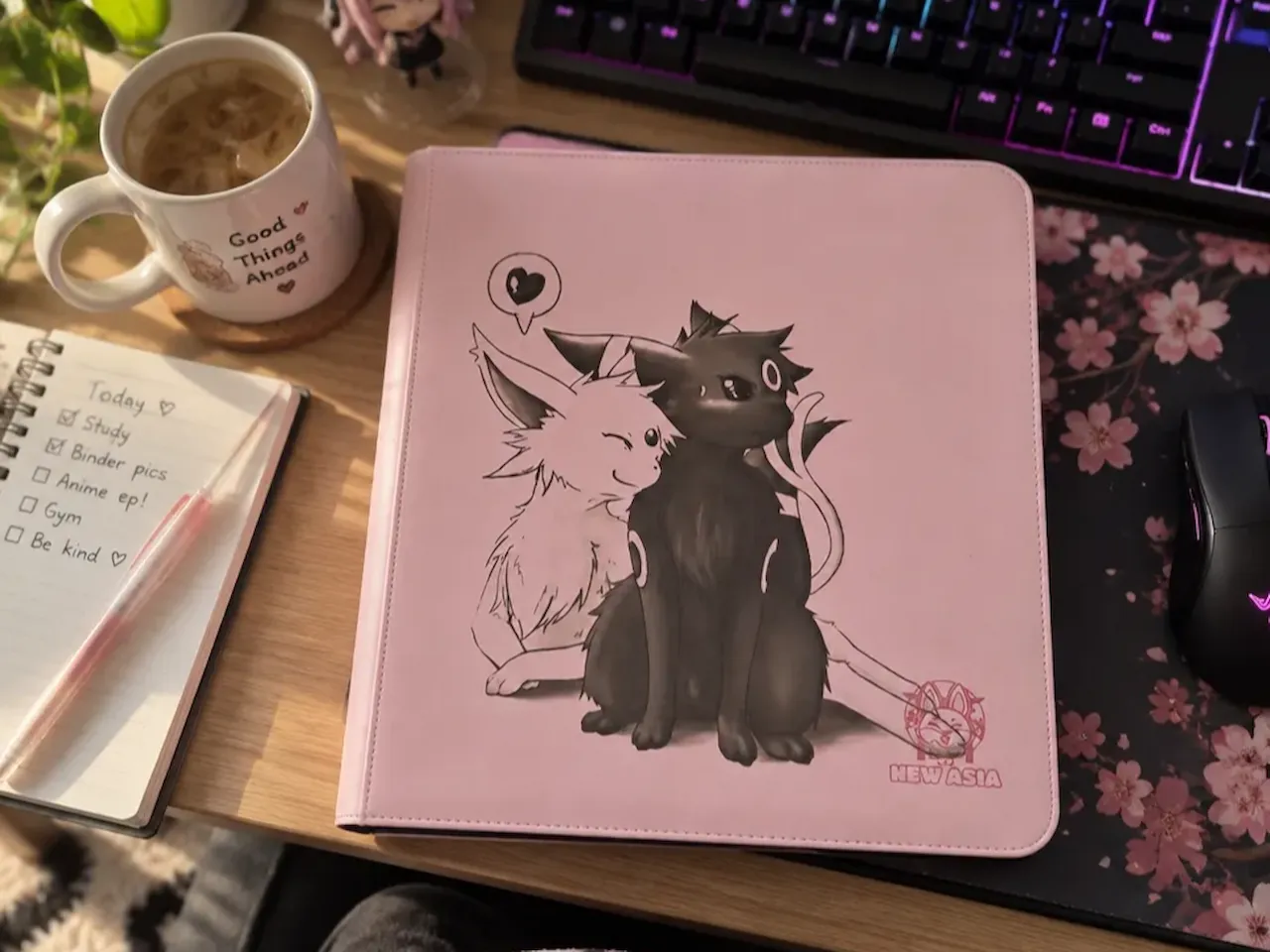 [Laser cut and engrave] Classeur rose illustré avec personnages de style anime
