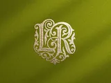 [Laser cut and engrave] Monogramme doré LR avec ornements floraux sur fond violet