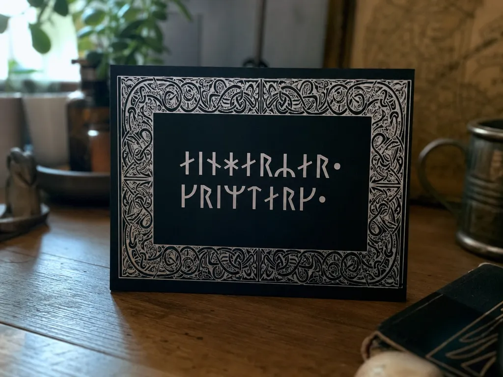 Norse Rune Sign with Intricate Celtic Knotwork Border