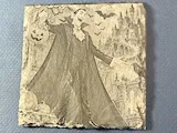 [Laser cut and engrave] Square Slate Coaster Featuring Dracula with Halloween Pumpkin and Castle