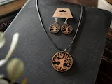 [Laser cut and engrave] Parure collier et boucles d'oreilles arbre de vie en bois