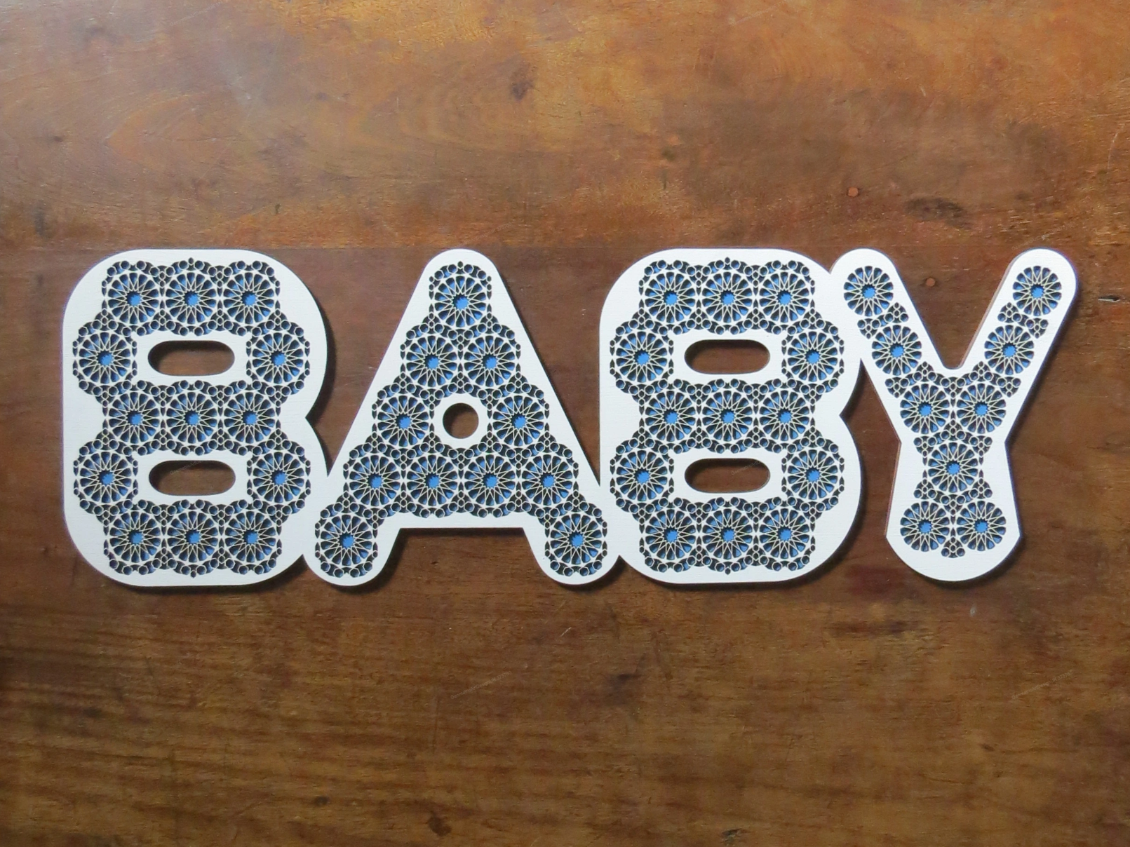 Baby Wall Sign with Geometric Pattern (two layers)