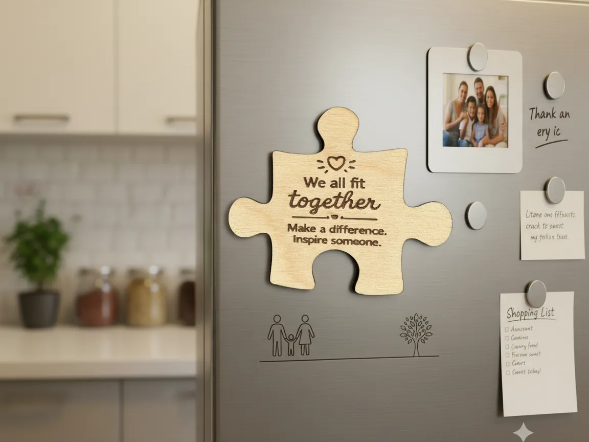 We All Fit Together Puzzle Piece Refrigerator Magnet