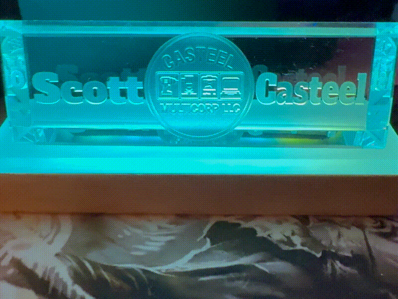 Company Illuminated K9 Crystal Desk Name Plate