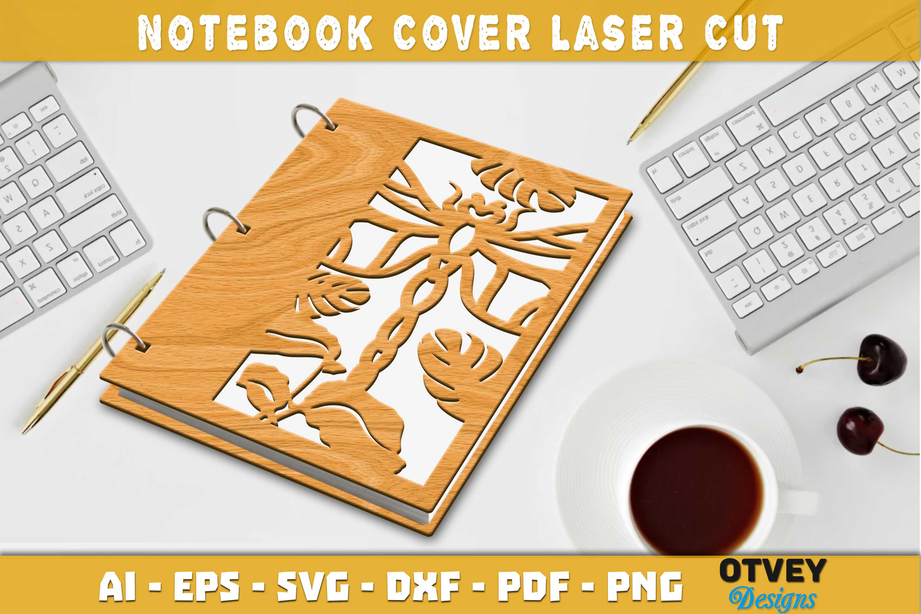 [Laser cut and engrave] Dragonfly Notebook Cover Laser Cut 12 Designs