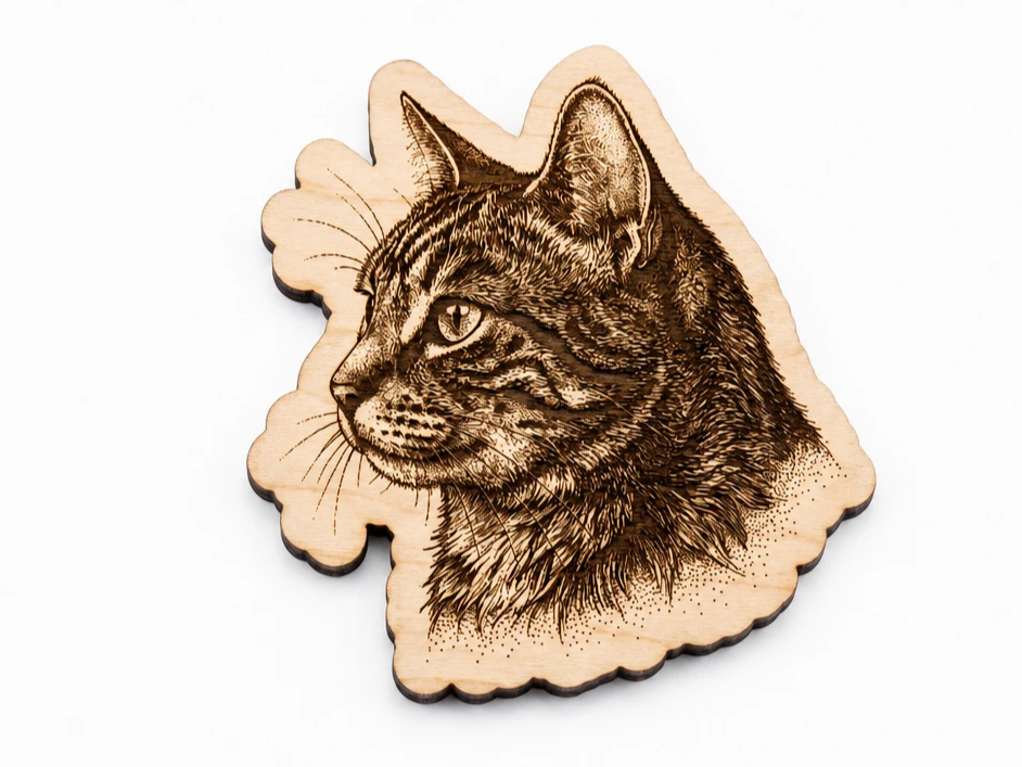Tabby Cat Portrait Wooden Wall Art Cutout