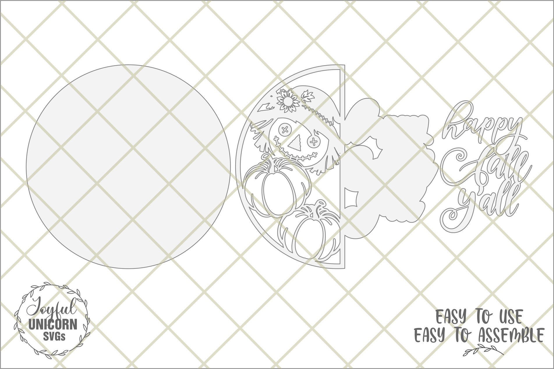 [Laser cut and engrave] Fall Door Hanger SVG Bundle, Autumn Round Door Sign with Scarecrow, Happy Fall Y'all Round Sign, Pumpkin Welcome Sign,Glowforge, CNC, Xtool
