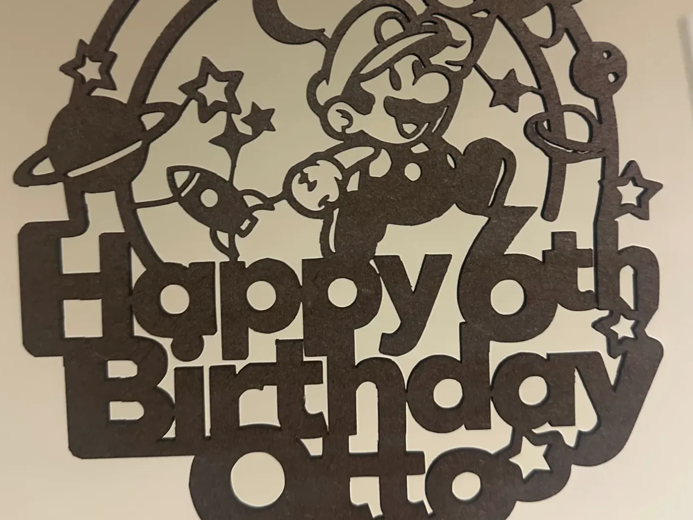Mario Themed Happy 6th Birthday cake topper for Otto