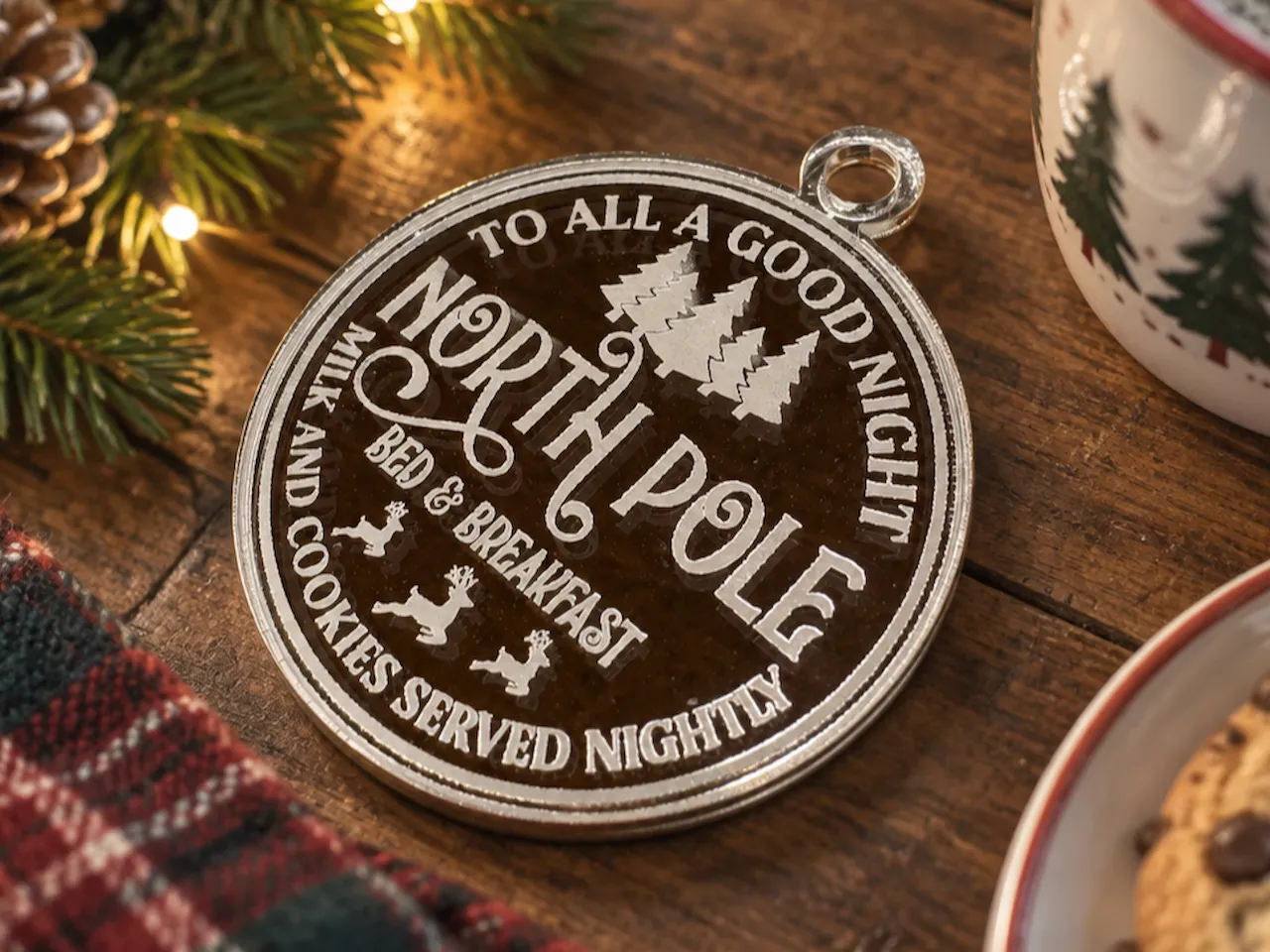 [Laser cut and engrave] North Pole Bed and Breakfast Christmas Ornament