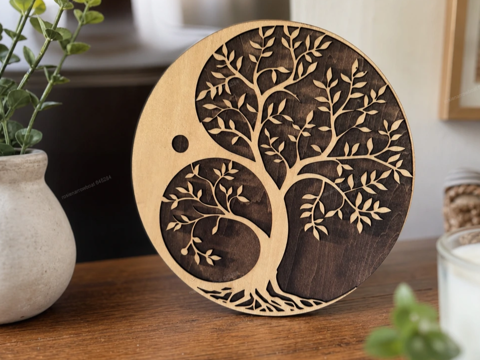 Yin Yang Tree of Life Circular Wall Art