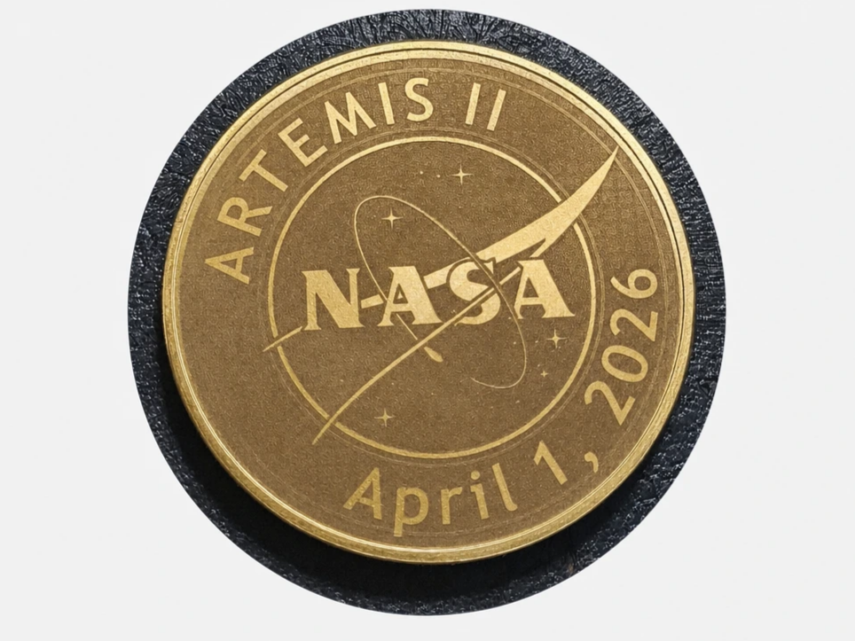 NASA Artemis II commemorative coin with mission date