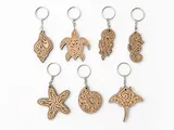 [Laser cut and engrave] Ocean Mandala Keychain Bundle | 7 Laser Cut SVG Files | Sea Turtle, Jellyfish, Seahorse, Shell, Starfish, Nautilus & Stingray
