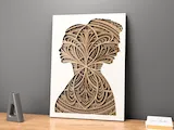 [Laser cut and engrave] 3D Husband & Wife Silhouette Mandala SVG | Romantic Layered Wall Art Laser Cut File | Soulbound
