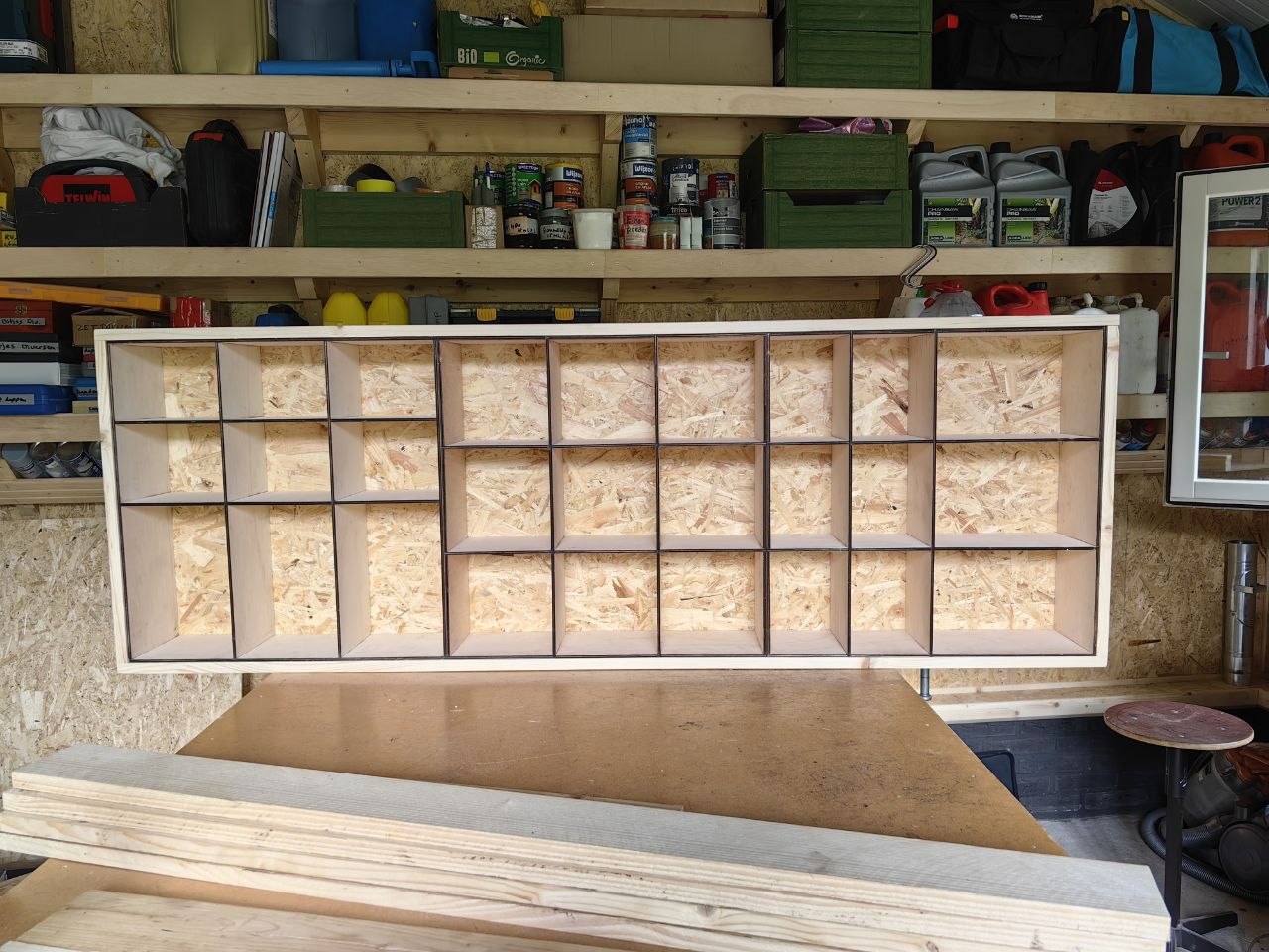 [Laser cut and engrave] Wooden Nine-Compartment Desktop Display Shelf for Collectibles