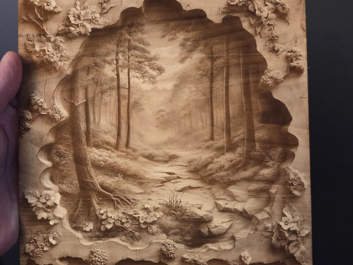 Forest Landscape and Floral Border