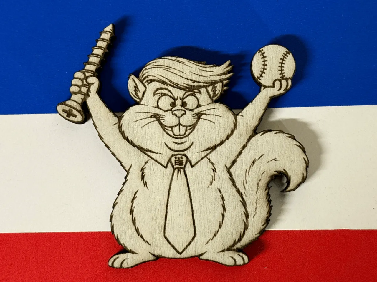 [Laser cut and engrave] Screwball the Squirrel - Politician Magnifico