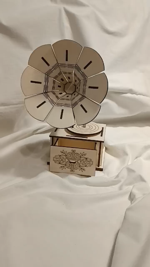 [Laser cut and engrave] GRAMAPHONE FORMÁJÚ AJÁNDÉK DOBOZ