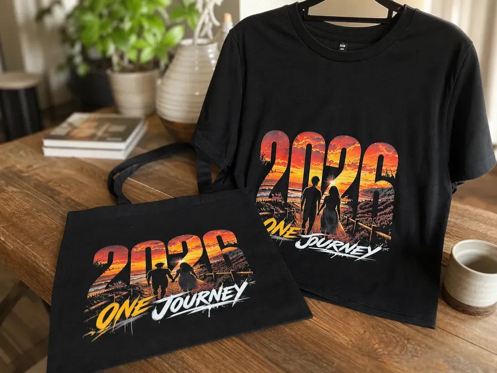 2026 One Journey Graphic T-Shirt and Matching Tote Bag Set