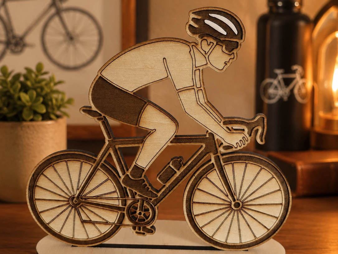 Figurine de cycliste sur vélo de course