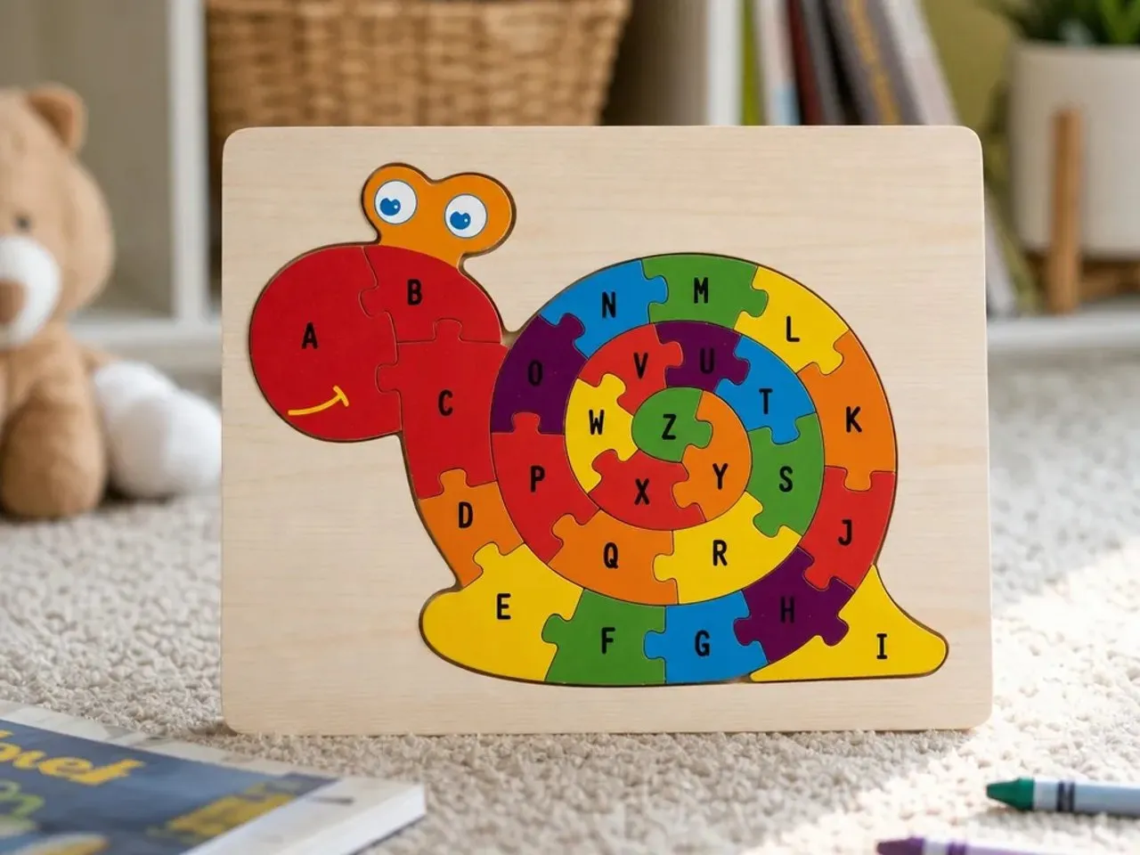 [Laser cut and engrave] Puzzle éducatif en forme d'escargot avec alphabet pour enfants